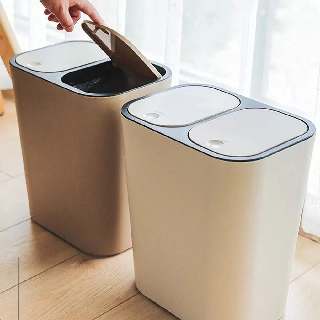 15L Dual Compartment Trash Can